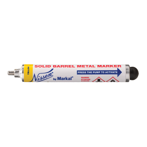 Nissen&reg; Solid Barrel Metal Marker, Liquid, Yellow Superchem Industries