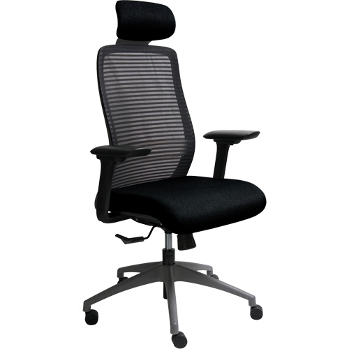 Chaise de bureau ajustable s&eacute;rie Era avec appui-t&ecirc;te, Tissu/Mailles, Noir, Capacit&eacute; 275 lb Superchem Industries