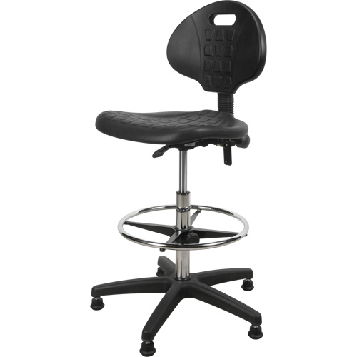 Tabouret robuste et ergonomique, Stationnaire, Ajustable, 39” - 48”, Polyur&eacute;thane Si&egrave;ge, Noir Superchem Industries