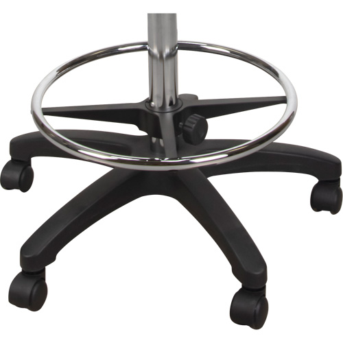 Heavy-Duty Ergonomic Stool, Mobile, Adjustable, 39" - 48", Polyurethane Seat, Black Superchem Industries