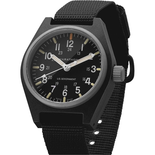 General Purpose Quartz with MaraGlo Watch, Analog, Battery Operated, 0.6" W x 1.3" D x 0.4" H, Black Superchem Industries