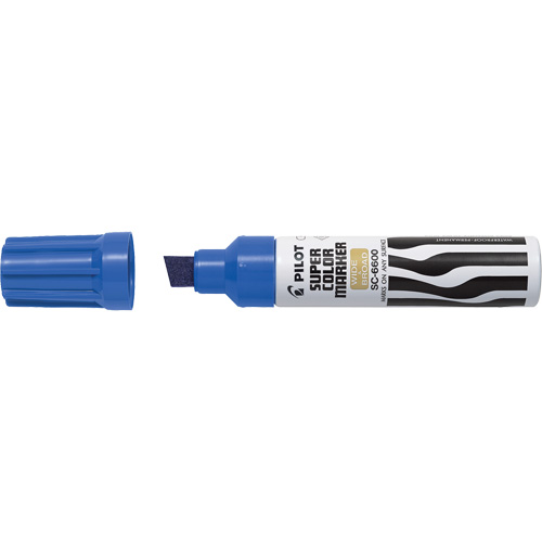Marqueur &agrave; encre permanent Super Colour Jumbo, Bleu, Pointe Ciseau Superchem Industries