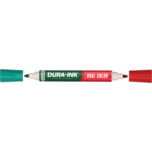 Markal&reg; Dura-Ink&reg; Dual Colour Permanent Ink Marker, Green/Red, Bullet Tip Superchem Industries