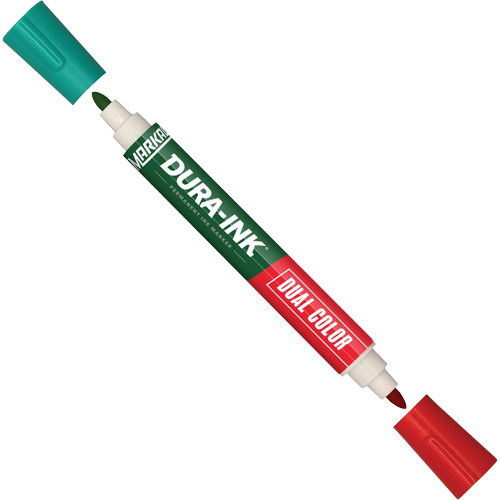Markal&reg; Dura-Ink&reg; Dual Colour Permanent Ink Marker, Green/Red, Bullet Tip Superchem Industries