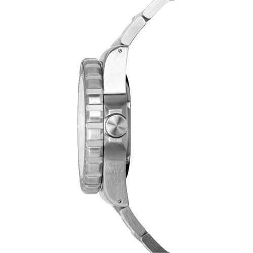 Grande montre automatique de plong&eacute;e avec feuille d'&eacute;rable gris et bracelet en acier inoxydable, Num&eacute;rique, &agrave; piles, 41 mm, Argent Superchem Industries