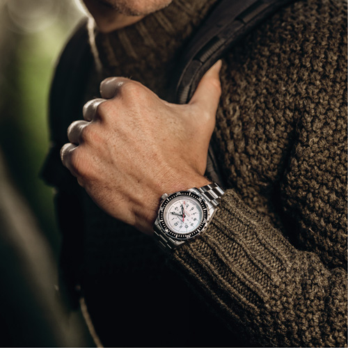 Grande montre automatique de plong&eacute;e &eacute;dition arctique GSAR avec bracelet en acier inoxydable, Num&eacute;rique, &agrave; piles, 41 mm, Argent Superchem Industries