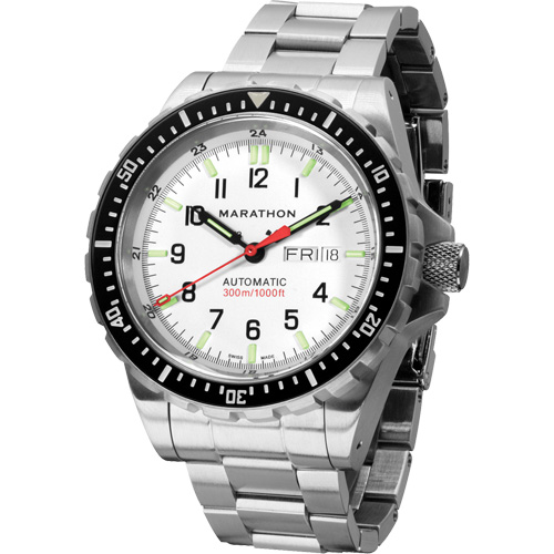 Tr&egrave;s grande montre automatique &eacute;dition arctique avec jour/date avec bracelet en acier inoxydable, Num&eacute;rique, &agrave; piles, 46 mm, Argent Superchem Industries