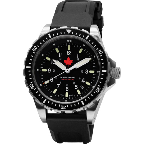 Tr&egrave;s grande montre &agrave; quartz pour plongeur avec feuille d'&eacute;rable rouge, Num&eacute;rique, &agrave; piles, 46 mm, Noir Superchem Industries