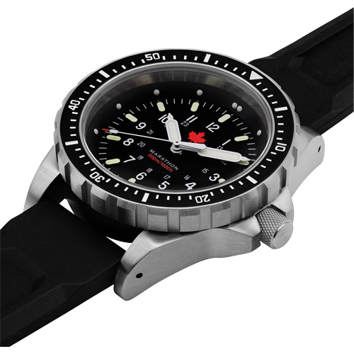 Tr&egrave;s grande montre &agrave; quartz pour plongeur avec feuille d'&eacute;rable rouge, Num&eacute;rique, &agrave; piles, 46 mm, Noir Superchem Industries