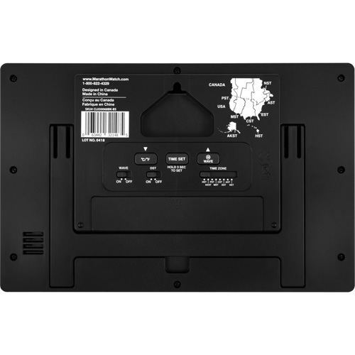 Horloge murale &agrave; r&eacute;glage et ajustement automatiques avec support, Num&eacute;rique, &agrave; piles, Noir Superchem Industries