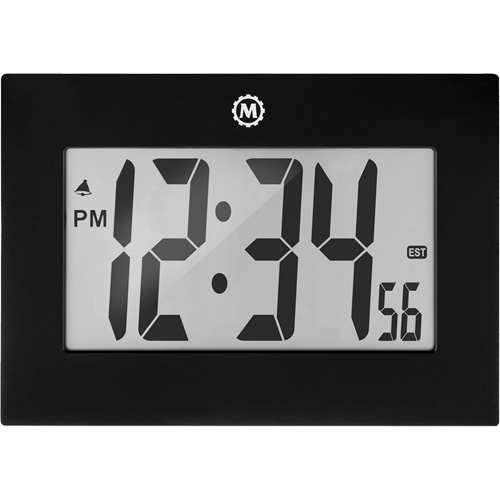 Horloge &agrave; grand cadre, Num&eacute;rique, &agrave; piles, 9" la x 1" p x 6,5" h, Noir Superchem Industries