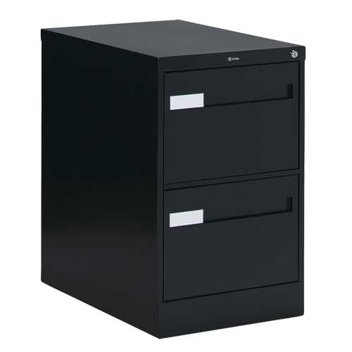 Vertical Filing Cabinet with Recessed Drawer Handles, 2 Drawers, 18.15" W x 26.56" D x 29" H, Black Superchem Industries