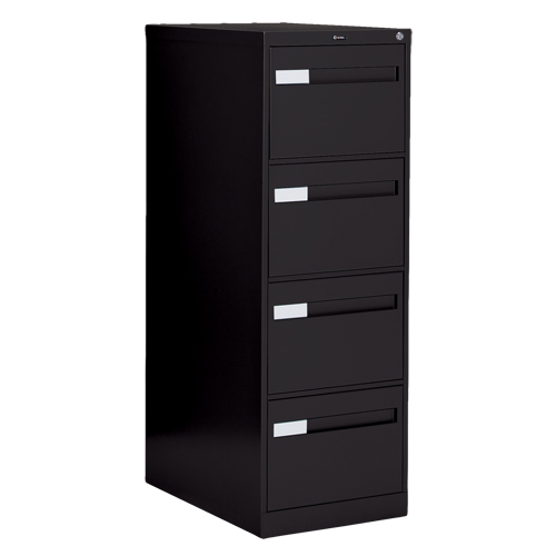 Vertical Filing Cabinet with Recessed Drawer Handles, 4 Drawers, 18.15" W x 26.56" D x 52" H, Black Superchem Industries