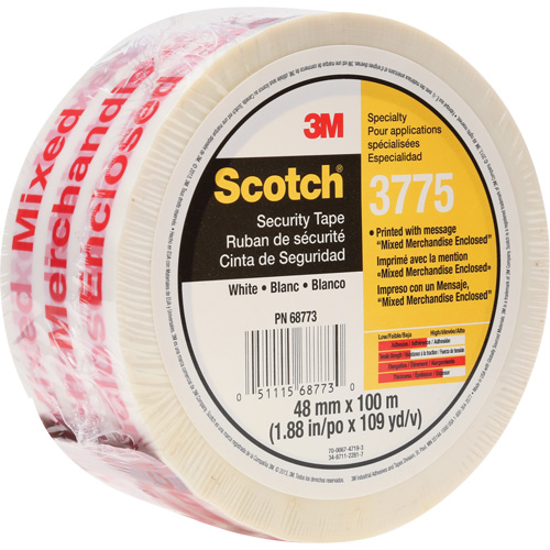 Ruban d'emballage Scotch 3775 avec message, Adh&eacute;sif Thermofusible, 2 mils, 48 mm (1-22/25") x 100 m (328') Superchem Industries