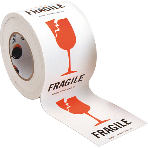 "Fragile" Special Handling Labels, 6" L x 4" W, Red on White Superchem Industries