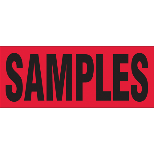 "Samples" Special Handling Labels, 5" L x 2" W, Black on Red Superchem Industries