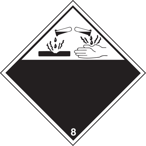 &eacute;tiquettes d'exp&eacute;dition TMD, Classe 8, Corrosifs, Vinyle Superchem Industries