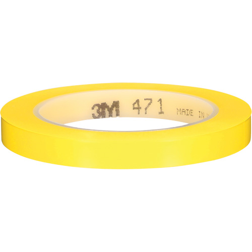 471 Vinyl Tape, 12 mm (1/2") W x 32.9 m (108') L, 5.3 mils, Yellow Superchem Industries