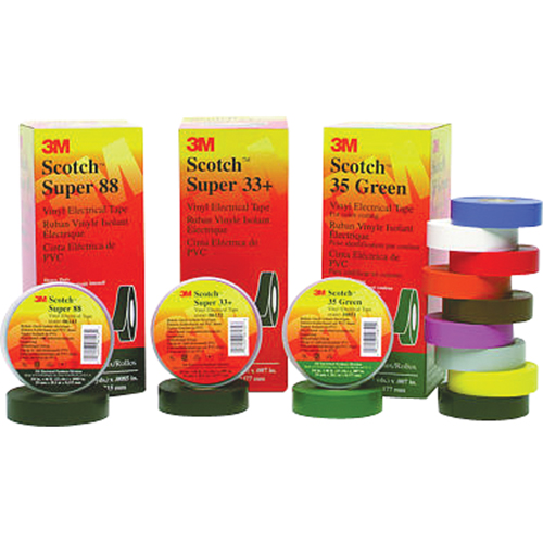 Rubans Super 33+ Scotch, 19 mm (3/4") x 20,1 m (66'), Noir, 7 mils Superchem Industries