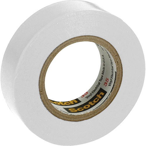 Rubans en vinyle pour codage en couleurs 35 Scotch, 12,7 mm (1/2") x 6,1 m (20'), Blanc, 7 mils Superchem Industries