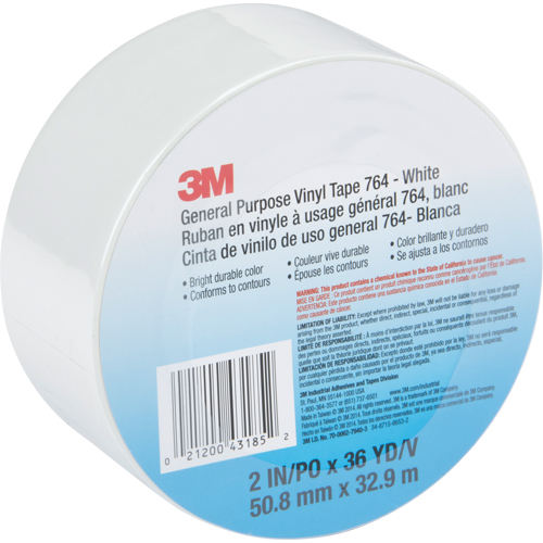 Ruban en vinyle &agrave; usage g&eacute;n&eacute;ral 764, 48 mm (2") la x 32,9 m (108') lo, Blanc Superchem Industries