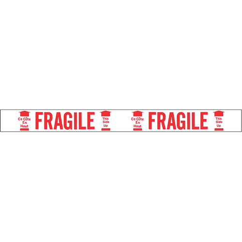 Ruban imprim&eacute; bilingue – Fragile ce c&ocirc;t&eacute; en haut, Rouge/blanc Superchem Industries