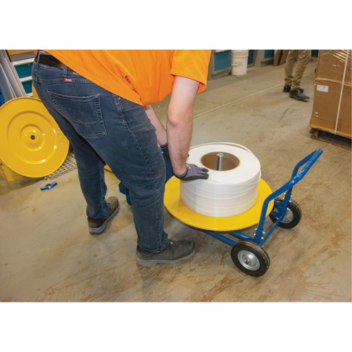 Strapping Dispenser, Polyester/Steel/Polypropylene Straps, 16"/8" Core Dia., 3"/8"/6" Roll Width Superchem Industries