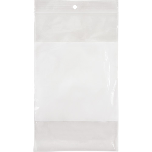 Sacs en poly avec espace inscriptible blanc, Refermable, 8" x 5", 2 mils Superchem Industries