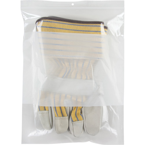 White Block Poly Bags, Reclosable, 12" x 9", 2 mils Superchem Industries