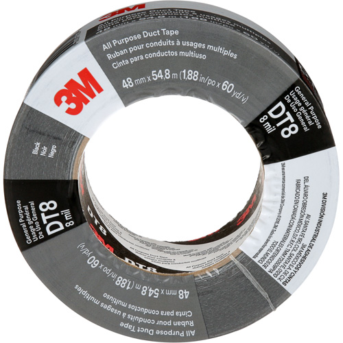 DT8 All-Purpose Duct Tape, 8 mils, Black, 48 mm (2") x 55 m (180') Superchem Industries