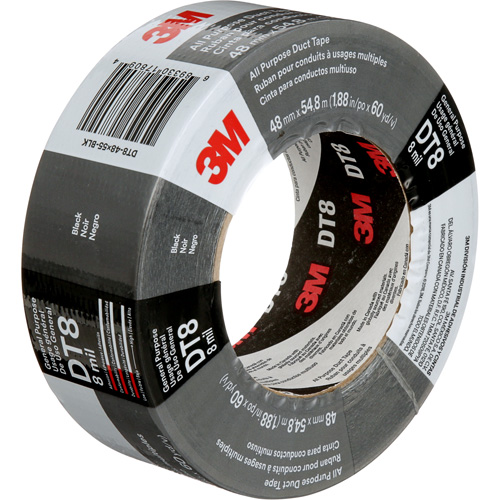 DT8 All-Purpose Duct Tape, 8 mils, Black, 48 mm (2") x 55 m (180') Superchem Industries