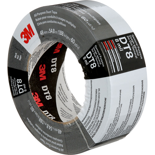 DT8 All-Purpose Duct Tape, 8 mils, Black, 48 mm (2") x 55 m (180') Superchem Industries