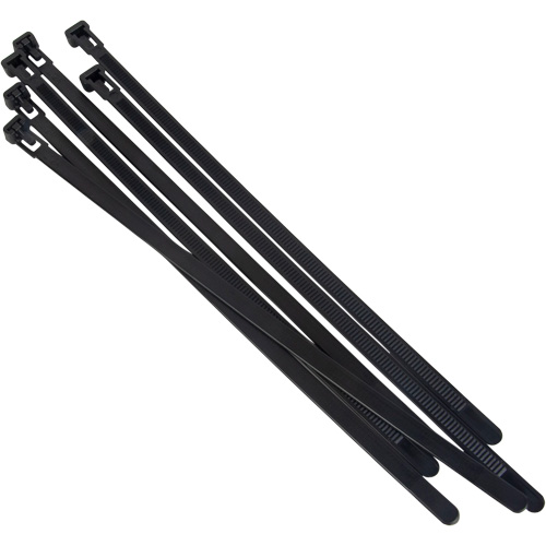 Attache-c&acirc;ble r&eacute;utilisable, Longueur 14", R&eacute;sistance &agrave; la traction 50 lb, Noir Superchem Industries