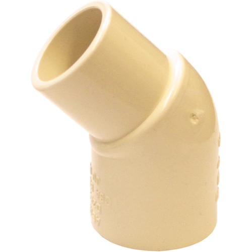 Raccord coude 45° m&acirc;le et femelle Flowguard Gold, Chantepleure x noeud, PVC-C, 1/2" Superchem Industries