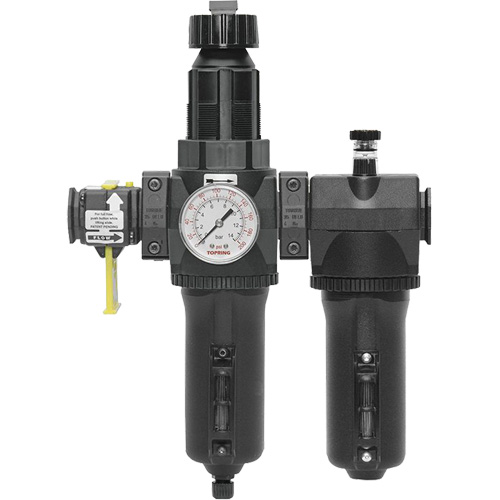 Filtre + r&eacute;gulateur + lubrificateur &agrave; drain manuel avec bol standard et manom&egrave;tre Modulair 400, 3/4" NPT Superchem Industries