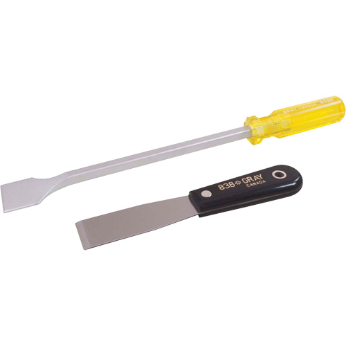 Jeu de 2 racloirs, Lame Acier au carbone, Largeur 1-1/2"/1-1/4", Manche Plastique Superchem Industries