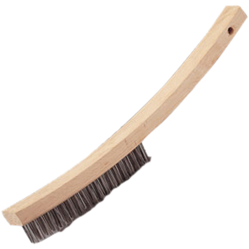 Brosse &agrave; main &agrave; r&eacute;curer &agrave; manche courb&eacute;, Acier inoxydable, 4 x 20 rangs de fils, Longueur 17" Superchem Industries