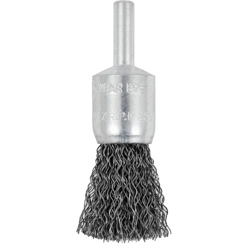 Brosse &agrave; fils cr&ecirc;p&eacute;s mont&eacute;e sur mandrin E050-12, 1/2", Fils 0,012", Tige 1/4" Superchem Industries