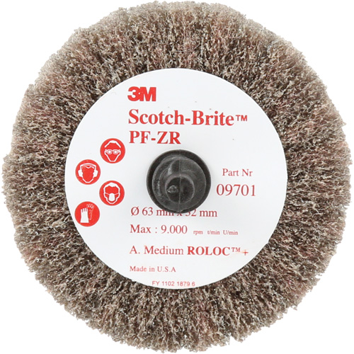 Brosse &agrave; lamelles pour labrasion et le polissage PF-ZR Roloc Scotch-Brite, Oxyde d'aluminium, Grain Moyen, 2-1/2" x 1-1/4" Superchem Industries