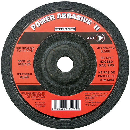 Meule POWER ABRASIVE A24R, 7" x 1/4", Arbre 7/8", Type T27 Superchem Industries