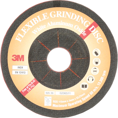Flexible Grinding Disc, 4-5/8", Aluminum Oxide, 22 mm, Type WA Superchem Industries