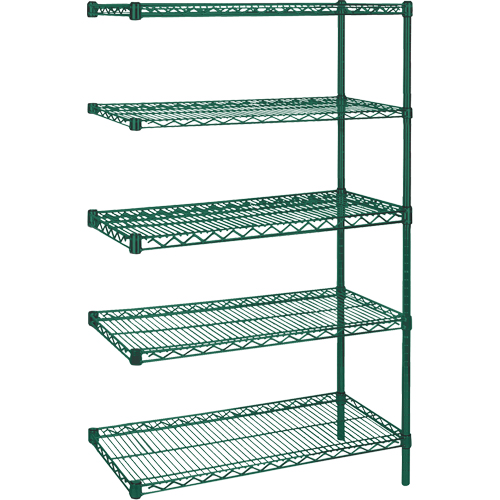 &eacute;tag&egrave;res robustes en treillis m&eacute;tallique au fini &eacute;poxy vert, Ensemble de Ajout, 5 Tablettes, 36" la x 74" h x 24" p Superchem Industries