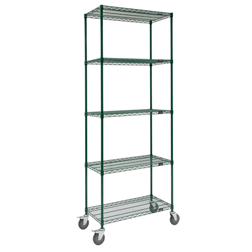 Wire Shelf Cart, Epoxy Finish, 36" x 92" x 18", 800 lbs. Capacity Superchem Industries