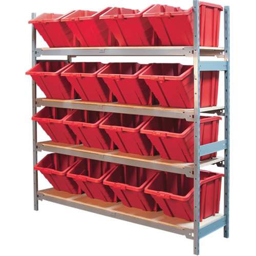 &eacute;tag&egrave;res larges avec bacs g&eacute;ants en plastique, Acier, Sans boulons, Capacit&eacute; 800 lb, 66" la x 72" h x 18" p Superchem Industries