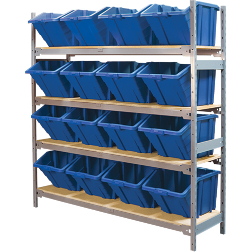 &eacute;tag&egrave;res larges avec bacs g&eacute;ants en plastique, Acier, Sans boulons, Capacit&eacute; 800 lb, 66" la x 72" h x 18" p Superchem Industries