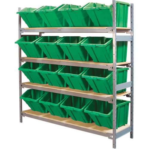 &eacute;tag&egrave;res larges avec bacs g&eacute;ants en plastique, Acier, Sans boulons, Capacit&eacute; 800 lb, 66" la x 72" h x 18" p Superchem Industries