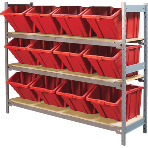 &eacute;tag&egrave;res larges avec bacs g&eacute;ants en plastique, Acier, Sans boulons, Capacit&eacute; 800 lb, 66" la x 60" h x 18" p Superchem Industries