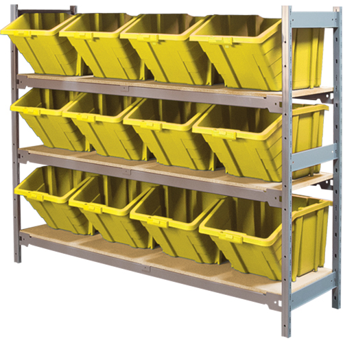 &eacute;tag&egrave;res larges avec bacs g&eacute;ants en plastique, Acier, Sans boulons, Capacit&eacute; 800 lb, 66" la x 60" h x 18" p Superchem Industries