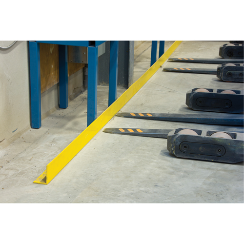 Rails protecteurs arr&ecirc;ts de charge avec ancrage au sol, Acier, 48" lo x 5" h, Jaune Superchem Industries