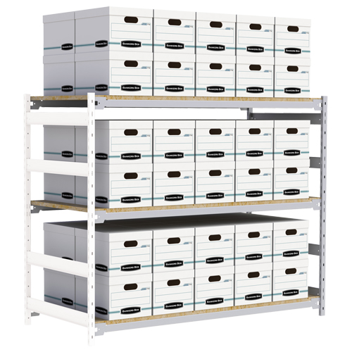 Wide Span Record Storage Shelving, Steel, 3 Shelves, 72" W x 32" D x 60" H, Add-On Kit Superchem Industries